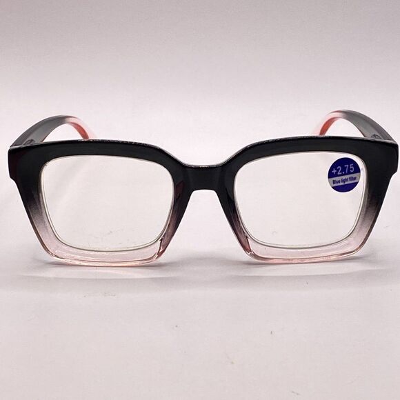 0956 Claudia 2.75 Black Pink Gradient Reading Glasses Square Concave Readers NWT - Picture 4 of 10
